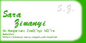 sara zimanyi business card